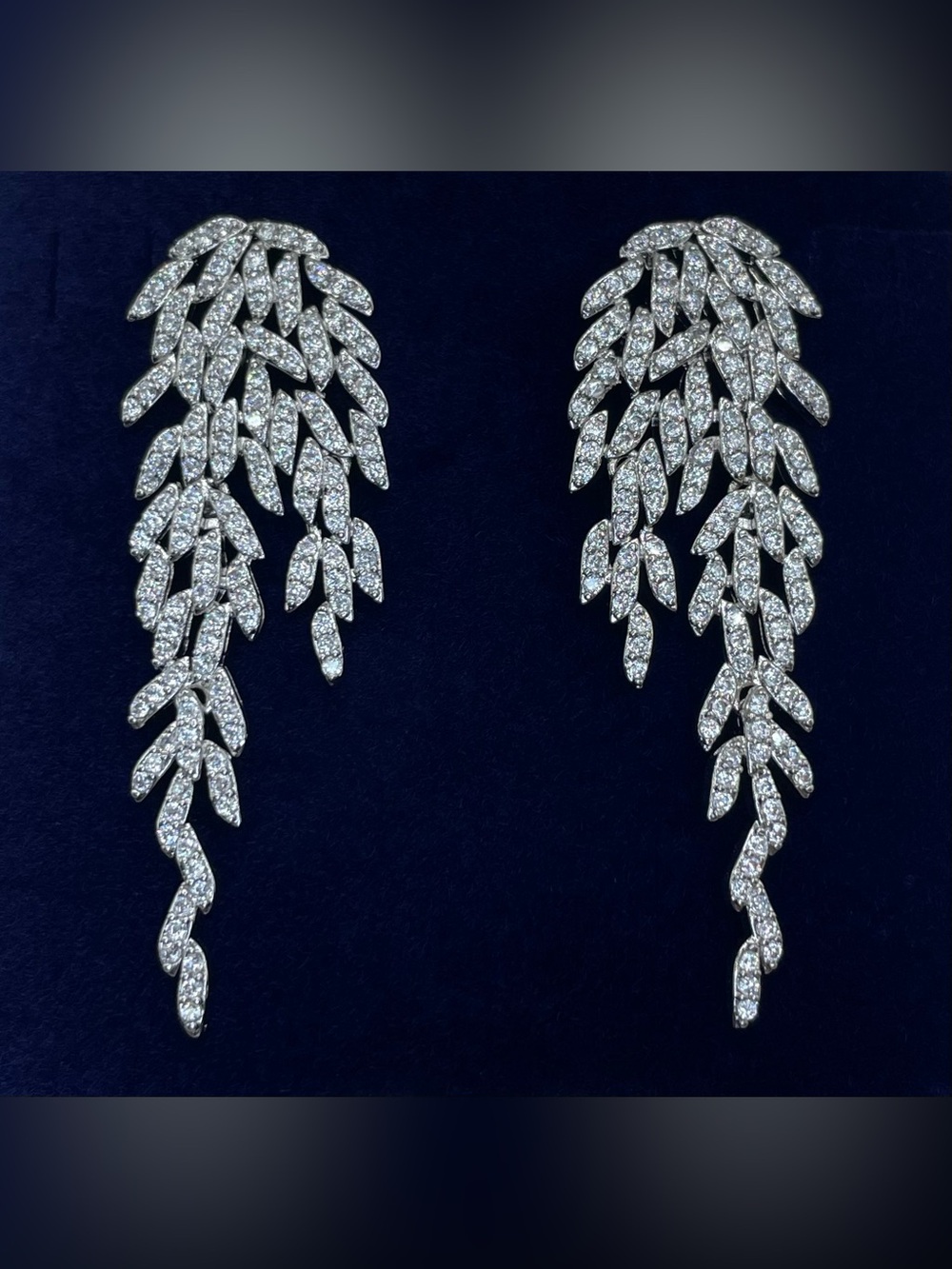 Swarovski Crystal Elements White Crystal Art Deco Statement Dangle Earrings